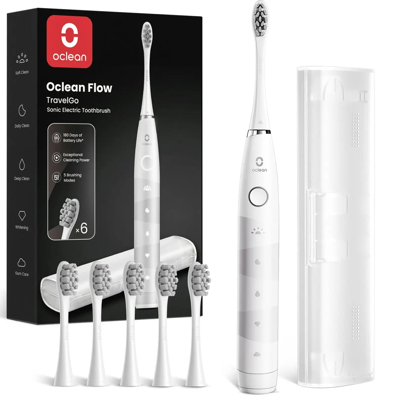 Oclean Flow TravelGo Set Sonic elektromos fogkefe - Fehér dobozban, dobozban